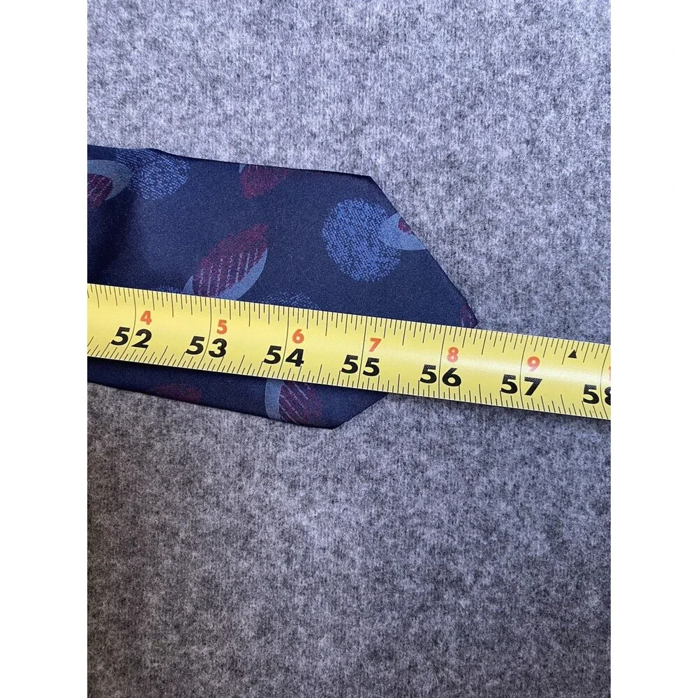 VTG Yves Saint Laurent Navy 100% Silk Necktie USA Abstract Dark Academia 80s 90s